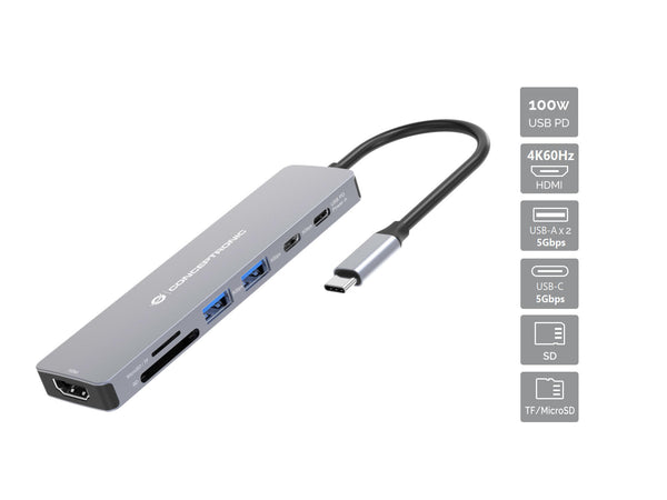 Conceptronic DONN28G station d'accueil Avec fil USB 3.2 Gen 1 (3.1 Gen 1) Type-C Gris