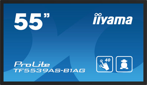 iiyama TF5539AS-B1AG Dynamisch display, 54,6" (138,7 cm) Digital Signage Flat Panel LED-display, 500 cd/m², 4K Ultra HD, zwart, touchscreen, geïntegreerde Android-processor, 24/7