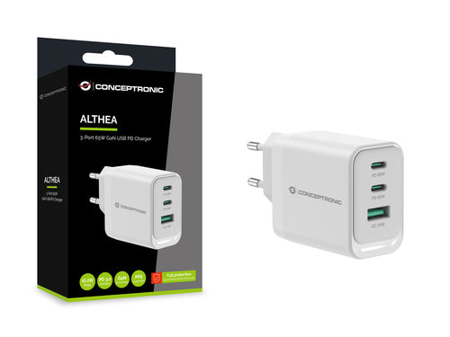 Conceptronic ALTHEA21W65 chargeur d'appareils mobiles Universel Blanc Secteur Charge rapide Intérieure