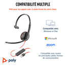 HP Poly Micro-casque monaural USB-C Poly Blackwire 3210 + adaptateur USB-C/A (lot)