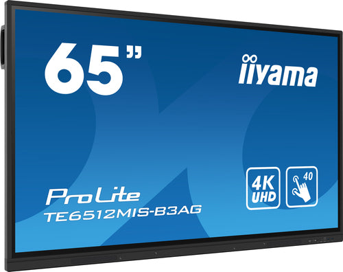 iiyama TE6512MIS-B3AG Kiosk-stijl 65" (165,1 cm) LCD Digital Signage Display, Wi-Fi, 400 cd/m², 4K Ultra HD, Zwart, Touchscreen, Geïntegreerde processor, Android 11, 24/7
