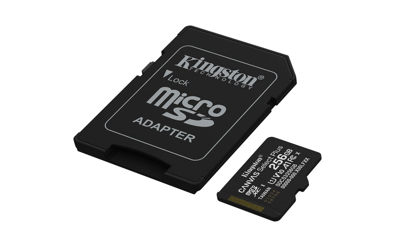 Kingston Technology 256GB microSDXC Canvas Select Plus Gen3 150MB/s A1 (Adaptateur SD inclus)