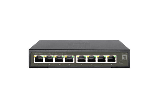 LevelOne GES-2108P Gigabit Ethernet (10/100/1000) Managed L2 Network Switch, Ethernet Connection, Supports Power over Ethernet (PoE), Black