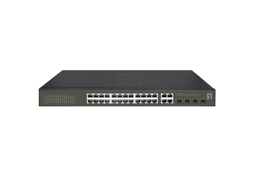 LevelOne GES-2128P Gigabit Ethernet (10/100/1000) Managed L2 Network Switch, Ethernet Connection, Supports Power over Ethernet (PoE), Black