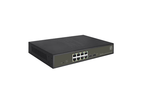 LevelOne GES-2110P Gigabit Ethernet (10/100/1000) Managed L2 Network Switch, Ethernet Connection, Supports Power over Ethernet (PoE), Black