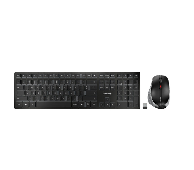 CHERRY DW 9500 SLIM clavier Souris incluse Universel RF sans fil + Bluetooth AZERTY Belge Noir, Gris