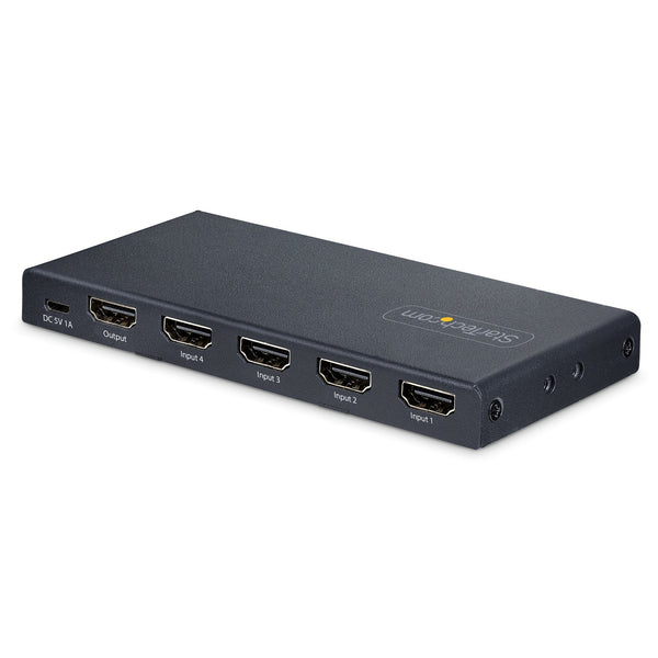 StarTech.com 4-poorts 8K HDMI-switch - HDMI 2.1-switch 4K 120Hz HDR10+, 8K 60Hz UHD - 4-in/1-uit HDMI-switch - Automatische/handmatige bronomschakeling - Inclusief stroomadapter en afstandsbediening