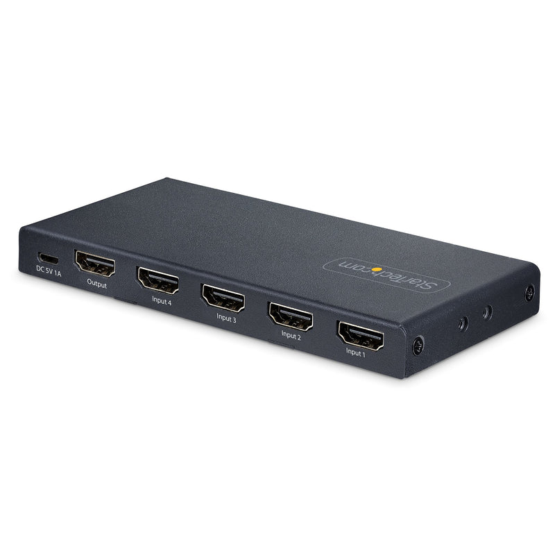 StarTech.com 4-poorts 8K HDMI-switch - HDMI 2.1-switch 4K 120Hz HDR10+, 8K 60Hz UHD - 4-in/1-uit HDMI-switch - Automatische/handmatige bronomschakeling - Inclusief stroomadapter en afstandsbediening