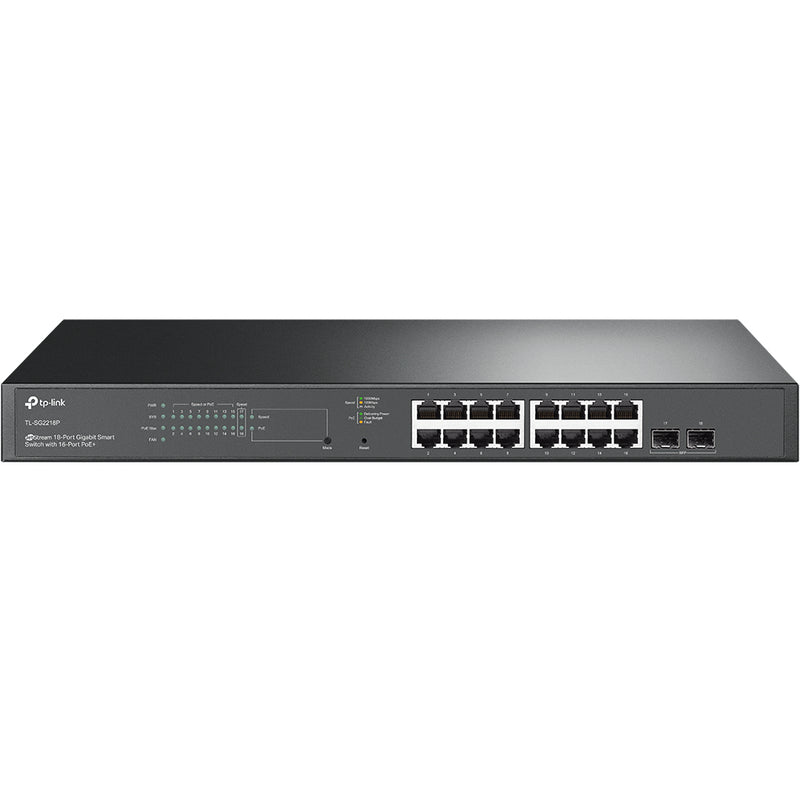 TP-Link JetStream TL-SG2218P Managed L2/L2+ Gigabit Ethernet (10/100/1000) Network Switch, Ethernet Connection, Supports Power over Ethernet (PoE), 1U, Black