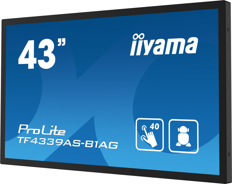 iiyama TF4339AS-B1AG Dynamisch beeldscherm, 108 cm (42,5") LED Digital Signage Flat Panel, 500 cd/m², 4K Ultra HD, Zwart, Touchscreen, Geïntegreerde Android-processor, 24/7