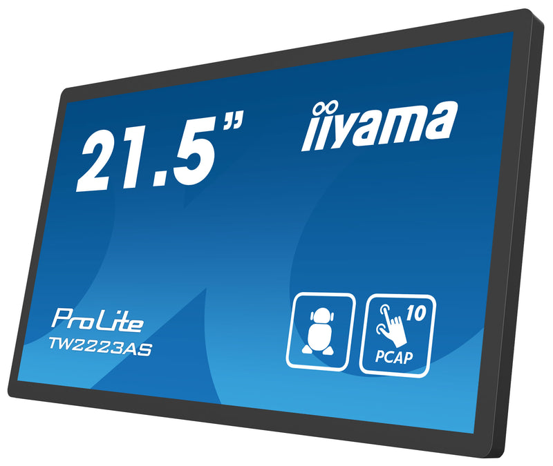 iiyama TW2223AS-B2 Dynamisch beeldscherm, 21,5" (54,6 cm) interactief plat paneel, wifi, 400 cd/m², Full HD, zwart, touchscreen, geïntegreerde processor, Android 12, 24/7