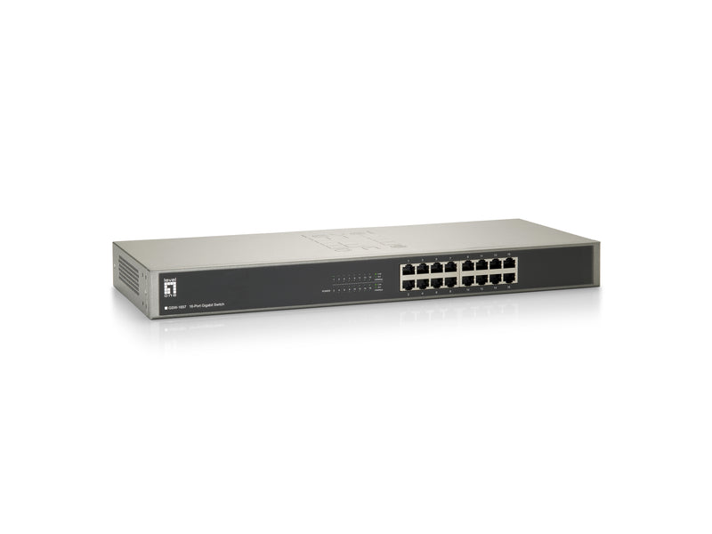 LevelOne GSW-1657 Unmanaged Gigabit Ethernet (10/100/1000) Network Switch, Black, Gray