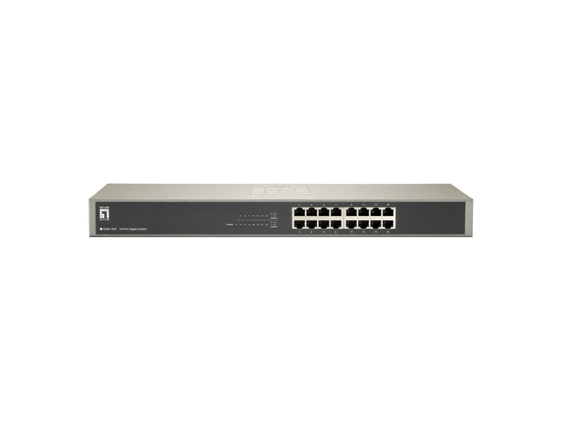 LevelOne GSW-1657 Unmanaged Gigabit Ethernet (10/100/1000) Network Switch, Black, Gray