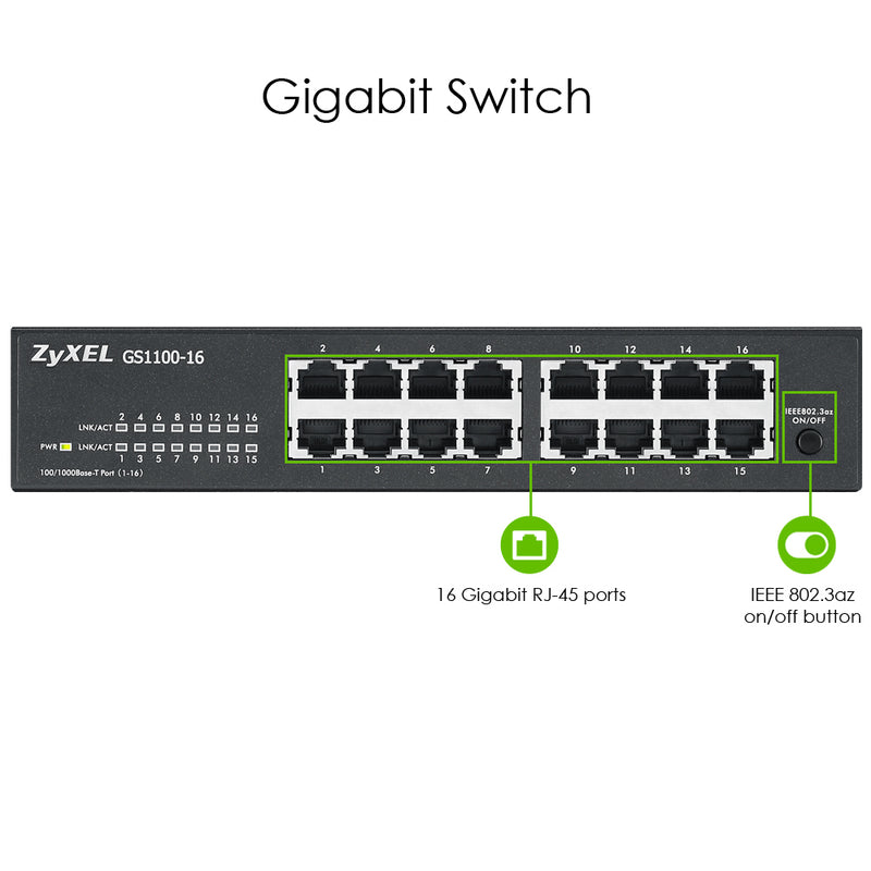 Zyxel GS1100-16 Non-géré Gigabit Ethernet (10/100/1000)