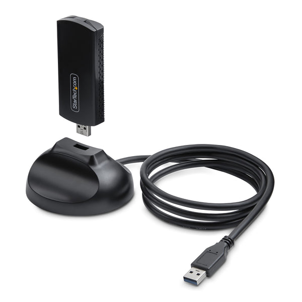 StarTech.com Clé USB WiFi 6E pour Ordinateur de Bureau/Portable, Carte Réseau Sans Fil avec Antenne Pliable, Dongle WiFi 6E pour PC, Adaptateur Wi-Fi Compatible 802.11 b/g/n/ac/ax, Réseau 2.4/5/6 GHz