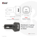 CLUB3D CAC-1922 chargeur d'appareils mobiles Ordinateur portable Noir Allume-cigare Auto