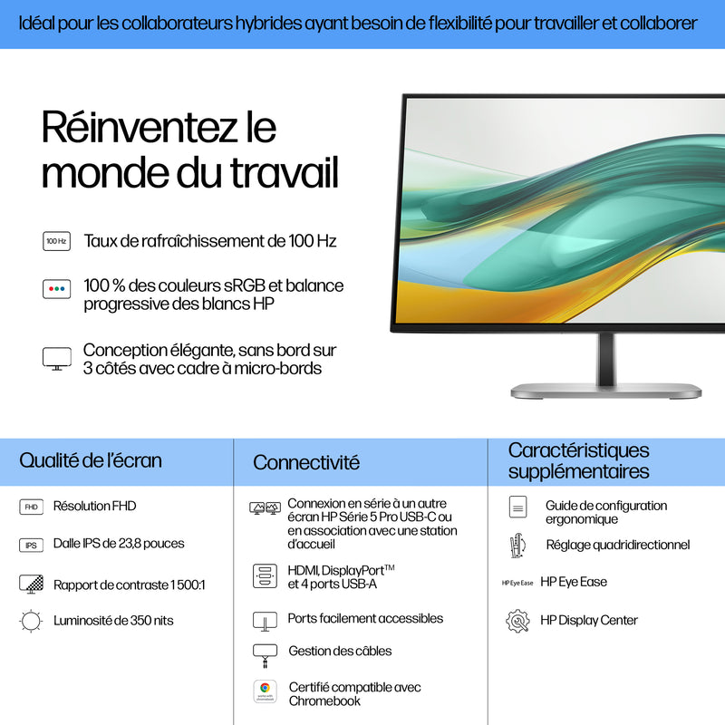 HP Series 5 Écran FHD 23,8 pouces Pro - 524pf