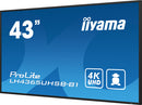 iiyama LH4365UHSB-B1 Kiosk-stijl 108 cm (42,5") LED Digital Signage Display, Wi-Fi, 800 cd/m², 4K Ultra HD, Zwart, Ingebouwde Android 11-processor, 24/7