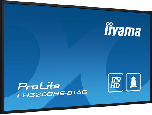 iiyama LH3260HS-B1AG 80 cm (31,5") Digitaal A-kaart Dynamisch display LED Wifi 500 cd/m² Full HD Zwart Geïntegreerde Android 11-processor 24/7