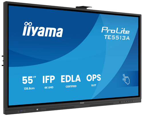iiyama TE5513A-B1AG Dynamisch display Interactief flatpanel 138,7 cm (54,6") Wifi 450 cd/m² 4K Ultra HD Zwart Touchscreen Geïntegreerd Processor Android 18/7