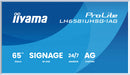 iiyama LH6581UHSG-1AG Écran d'affichage dynamique Écran plat de signalisation numérique 163,8 cm (64.5") Wifi 500 cd/m² 4K Ultra HD Blanc Intégré dans le processeur Android 24/7