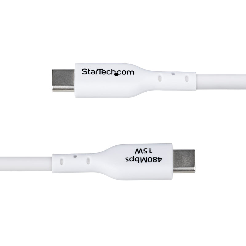 StarTech.com Câble de Charge USB-A vers USB-C de 3m, Charge et Synchronisation, 3A, USB 2.0, Gaine TPE - Cordon de Charge USB Blanc