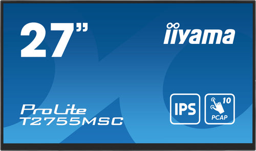 iiyama ProLite T2755MSC-B1 27" (68,6 cm) PC-flatpanelmonitor, 1920 x 1080 pixels Full HD LED-touchscreen, tafelmodel, zwart