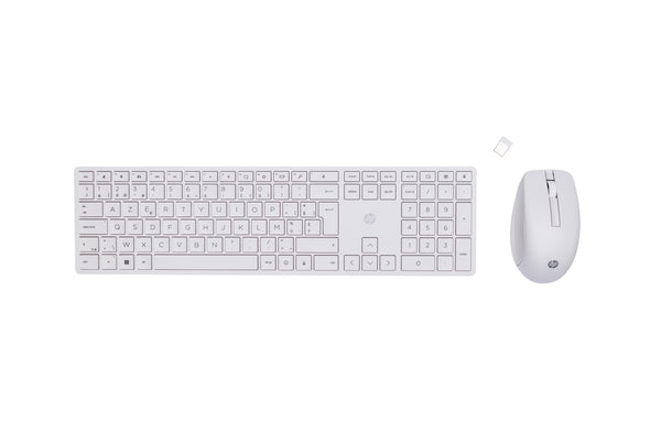HP 650 Wireless Keyboard and Mouse Combo clavier Souris incluse Maison RF sans fil AZERTY Belge Blanc