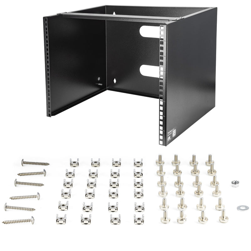 StarTech.com Support Mural pour Baie de Brassage 8U - Profondeur de 13,75" - Rack pour Panneau de Brassage 19" pour Équipement Réseau Peu Profond - Capacité de 36kg