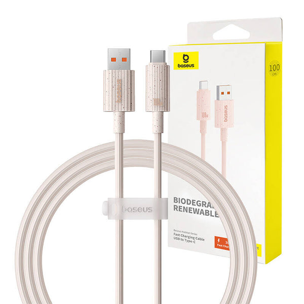 Snellaadkabel Baseus USB naar USB-C Habitat Series 1m 100W (roze)