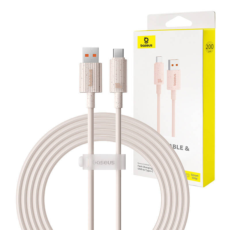 Snellaadkabel Baseus USB naar USB-C Habitat Series 2m 100W (roze)