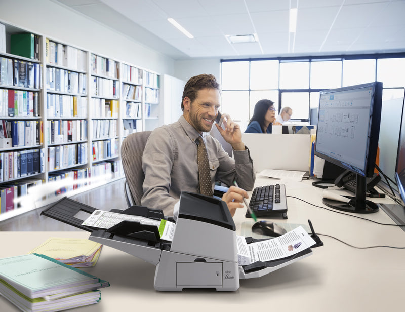 Ricoh fi-7600 Numériseur chargeur automatique de documents (adf) + chargeur manuel 600 x 600 DPI A3 Noir, Blanc