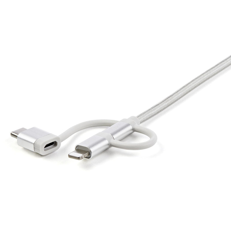StarTech.com Câble multi chargeur USB de 1 m - Lightning USB-C Micro-B - Tressé