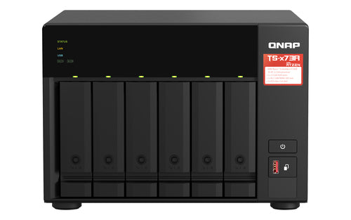 QNAP TS-673A NAS Tower Ryzen Embedded V1500B 8 Go DDR4 0 To QNAP Turbo System Noir