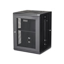StarTech.com Armoire Réseau Murale à 4 Montants 15U avec Étagère 1U, Armoire Serveur Murale 19" à Charnières pour Équipement IT/AV/Électronique/Ordinateur, Armoire Rack Ventilée Flexible