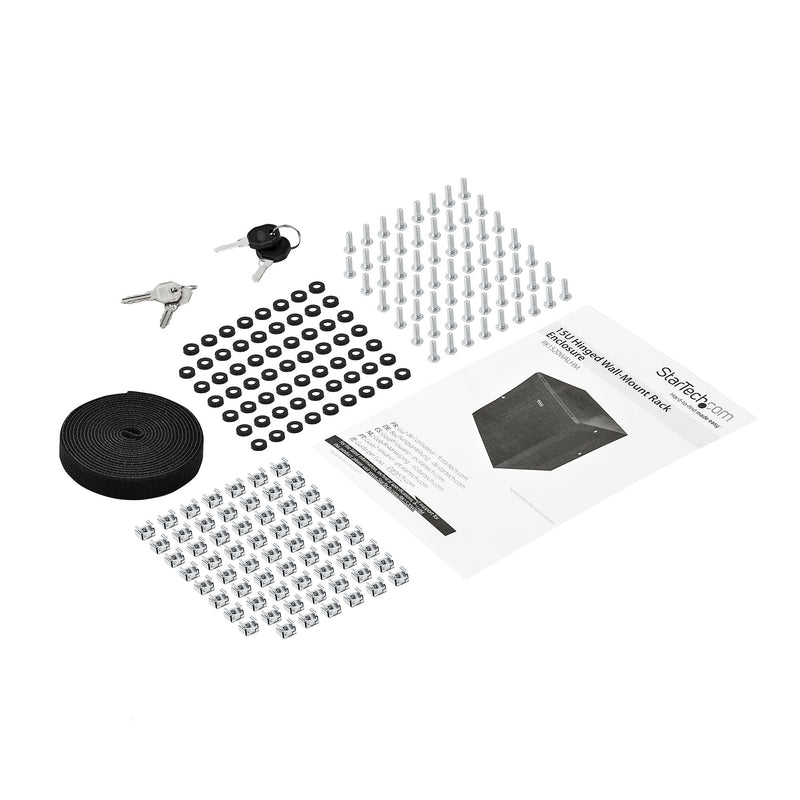 StarTech.com Armoire Réseau Murale à 4 Montants 15U avec Étagère 1U, Armoire Serveur Murale 19" à Charnières pour Équipement IT/AV/Électronique/Ordinateur, Armoire Rack Ventilée Flexible