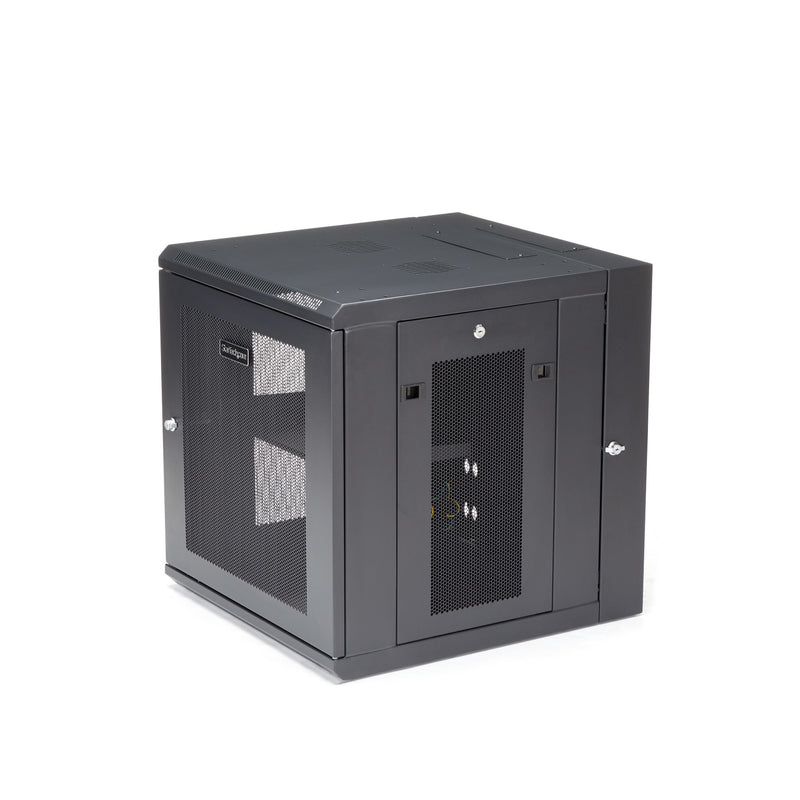 StarTech.com Armoire Réseau Murale à 4 Montants 12U avec Étagère 1U, Armoire Serveur Murale 19" à Charnières pour Équipement IT/AV/Électronique/Ordinateur, Armoire Rack Ventilée Flexible