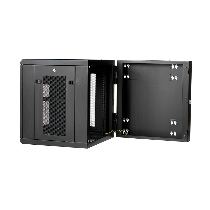 StarTech.com Armoire Réseau Murale à 4 Montants 12U avec Étagère 1U, Armoire Serveur Murale 19" à Charnières pour Équipement IT/AV/Électronique/Ordinateur, Armoire Rack Ventilée Flexible