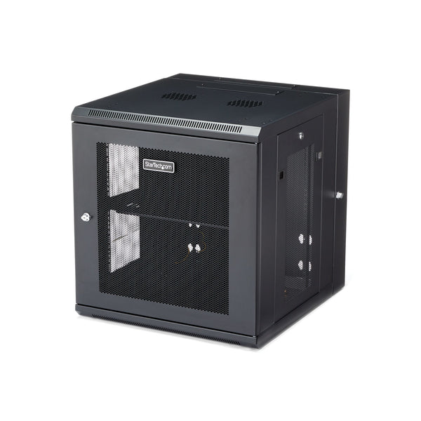 StarTech.com Armoire Réseau Murale à 4 Montants 12U avec Étagère 1U, Armoire Serveur Murale 19" à Charnières pour Équipement IT/AV/Électronique/Ordinateur, Armoire Rack Ventilée Flexible