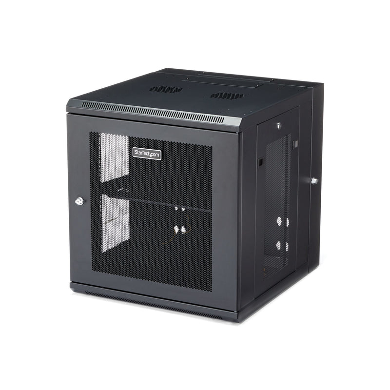 StarTech.com Armoire Réseau Murale à 4 Montants 12U avec Étagère 1U, Armoire Serveur Murale 19" à Charnières pour Équipement IT/AV/Électronique/Ordinateur, Armoire Rack Ventilée Flexible