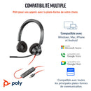Poly Micro-casque Blackwire 3320 stéréo USB-C certifié Microsoft Teams + adaptateur USB-C/A
