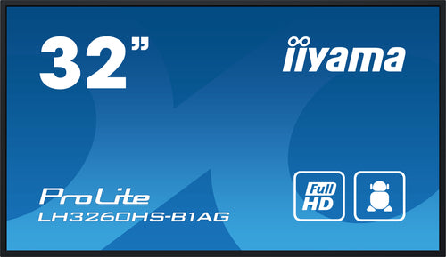 iiyama LH3260HS-B1AG 80 cm (31,5") Digitaal A-kaart Dynamisch display LED Wifi 500 cd/m² Full HD Zwart Geïntegreerde Android 11-processor 24/7