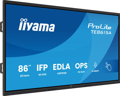 iiyama TE8615A-B1AG Dynamisch display Interactief plat paneel 2,17 m (85,6") Wifi 550 cd/m² 4K Ultra HD Zwart Touchscreen Geïntegreerde Android-processor