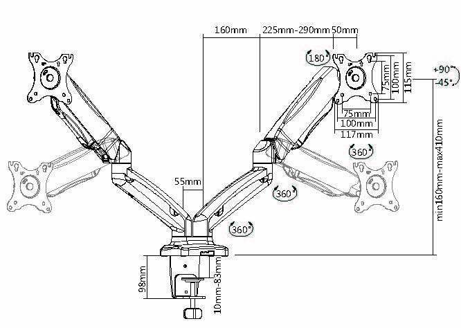 Equip Dual Interactive Monitor Bureausteun 17"-32