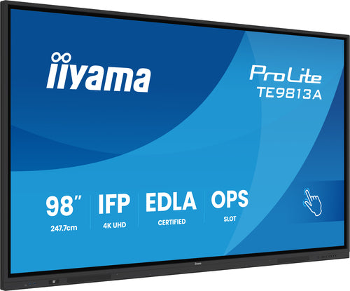 iiyama TE9813A-B1AG Écran d'affichage dynamique Écran plat interactif 2,48 m (97.5") Wifi 450 cd/m² 4K Ultra HD Noir Écran tactile Intégré dans le processeur Android 18/7