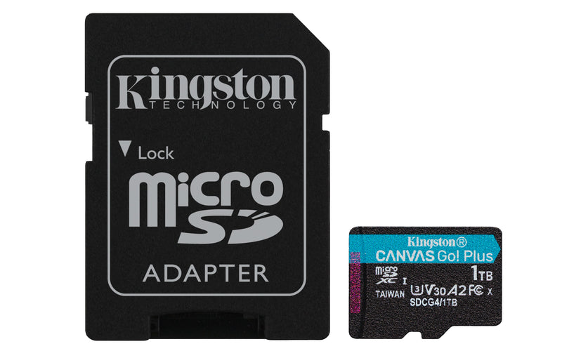 Kingston Technology Carte microSDXC Canvas Go Plus Gen4 200 Mo/s A2 U3 V30 1 To + adaptateur