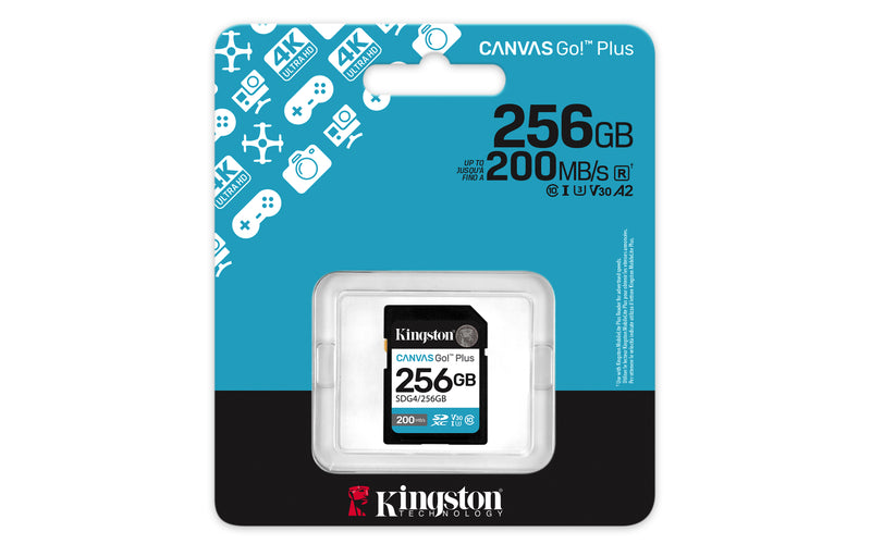 Kingston Technology Canvas Go! Plus 256 Go SDXC Canvas Go Plus Gen4 200 Mo/s C10 UHS-I U3 V30