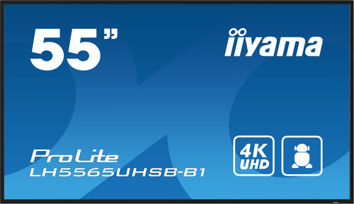 iiyama LH5565UHSB-B1 Kiosk-stijl 138,7 cm (54,6") LED-scherm, Wi-Fi, 800 cd/m², 4K Ultra HD, Zwart, Ingebouwde Android 11-processor, 24/7