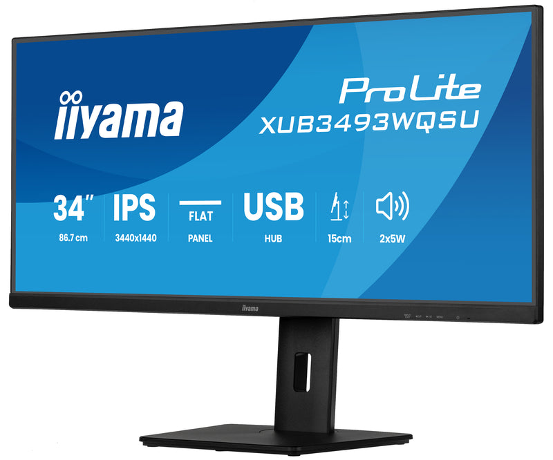 iiyama ProLite XUB3493WQSU-B6 86,4 cm (34") 3440 x 1440 pixels UltraWide Quad HD LED PC flatscreen monitor, zwart
