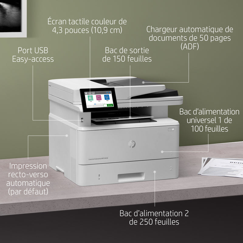 HP LaserJet Enterprise M430f Multifunction Noir et blanc Imprimante, Ethernet uniquement; Copieur, Scanner